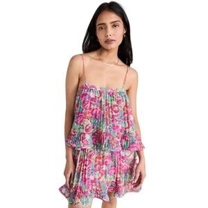 AMUR Women's Kate Pleated Mini Dress Size 4 In Calla Lily Pastel Floral